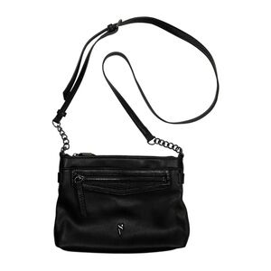 Simply Vera Wang Loren Crossbody Bag Black Faux Leather Adjustable Strap  Zipper